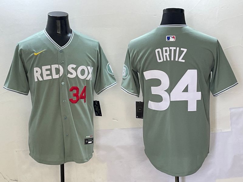 Men Boston Red Sox 34 Ortiz Green Joint Name Game Nike 2025 MLB Jersey style 3